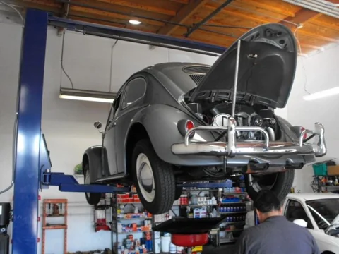 Classic vehicle in the AP Cars service bay